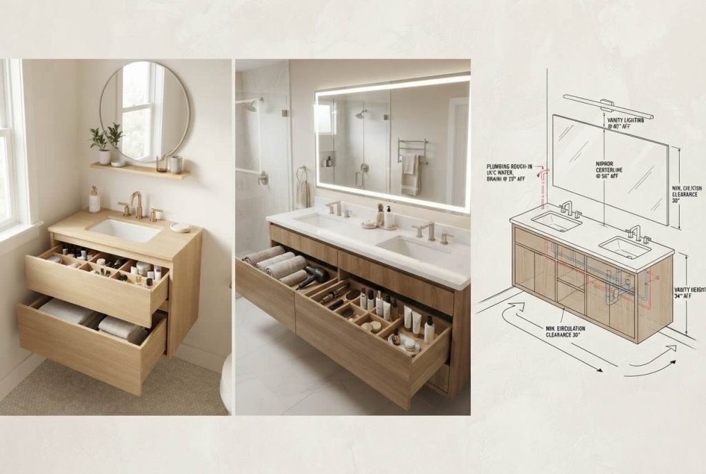 Bathroom Design Ideas That Combine Style and Everyday Function 1 A clean editorial collage divided into three equal 1783885802449
